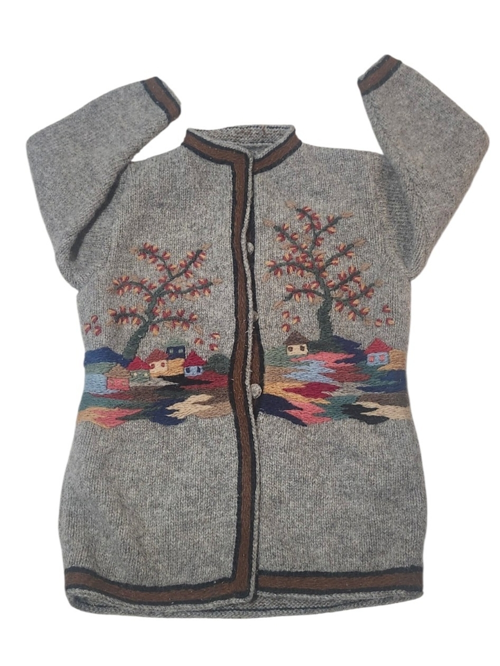 Vintage Hand Knit Wool Cardigan Sirogojno Dobrila Style Village Folk Art Coat